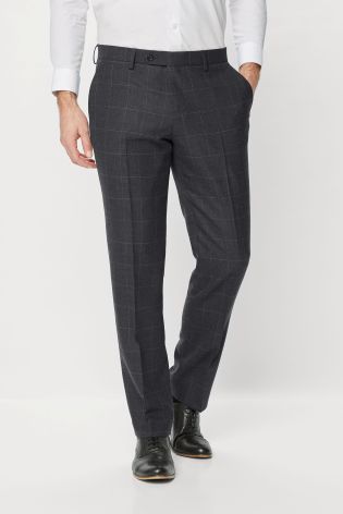 Grey Check Regular Fit Suit: Trousers